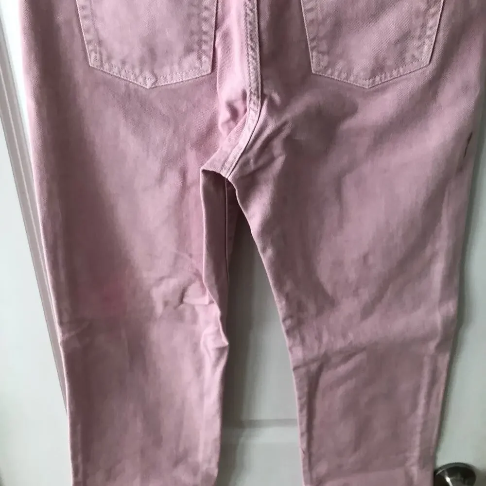 3x1 NYC size 25 Women's distressed straight leg jeans Mineral Rose Pink $367